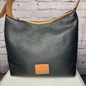 Dooney & Bourke Patterson Black Leather Paige Sac Shoulder Hobo Bag Purse
